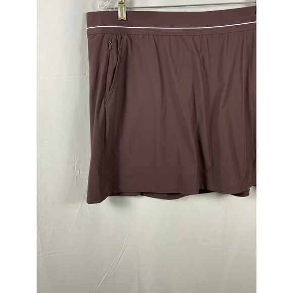 Women’s Brown Resort Skort Sz XL 2 Slash Pockets 2 Zip Pockets Pull On Stretch - Picture 4 of 12